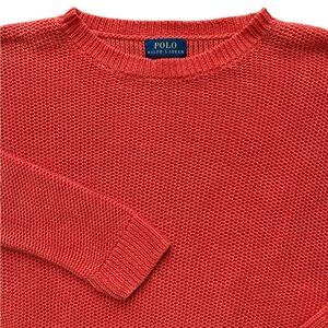 Polo Ralph Lauren Women’s Coral Color Vented Sweater Size‎ Medium 100% Linen